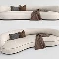 Modern Multiplayer Sofa Curved Multiplayer Sofa 3d model