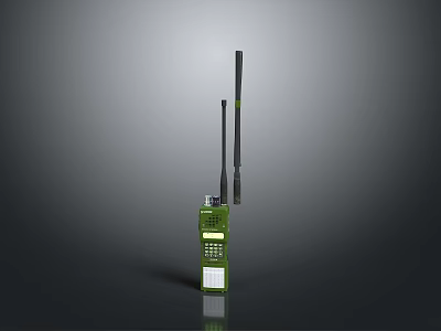 Military Green Weapon Communication Device With Long Antenna And Control Panel Features 3d model
