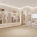 Modern Clothing Store Interior With Fashion Displays Hanging Apparel And Shoes
