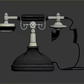 Retro Vintage Telephone With Metal Base Curved Receiver And Coiled Cord
