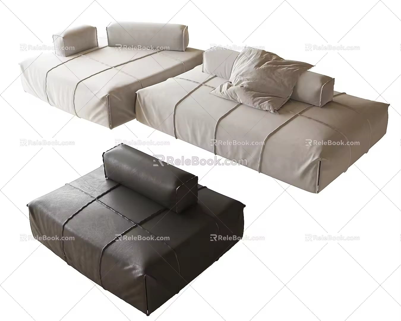 Modern Multiplayer Sofa Sofa Single Sofa Leather Sofa 3d model