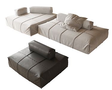 Modern Multiplayer Sofa Single Sofa Leather Sofa 3d model