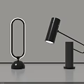 Modern Black Table Lamps With Ring Shaped LED Light And Adjustable Arm Stand 3d model