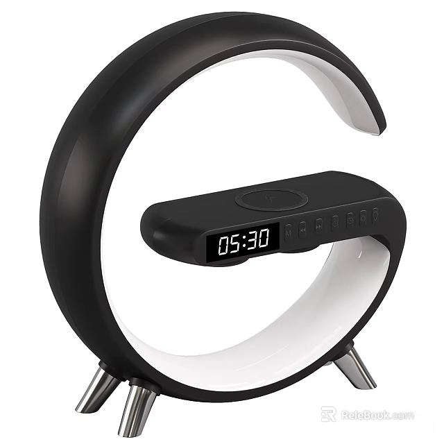 Smart Alarm Clock With Modern Black White Design And Digital Time 3d model 