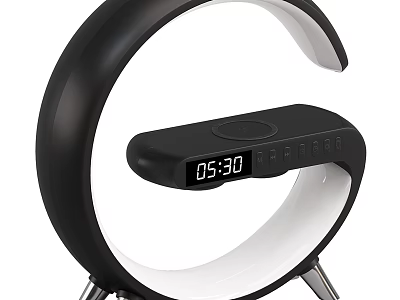 Smart Alarm Clock With Modern Black White Design And Digital Time 3d model