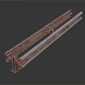 Industrial Steel Fence With Double Rail Structure And Rustic Rusty Surface For Outdoor Use