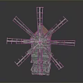 Industrial Windmill Equipment With Metal Blades And Structural Frame Design 3d model