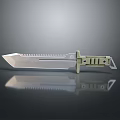 Tactical Combat Knife With Serrated Sharp Blade Green Handle And Metal Construction Design