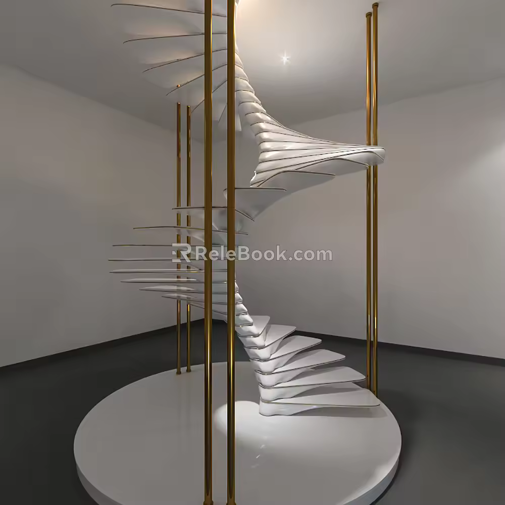 modern revolving staircase shaped revolving staircase 3d model