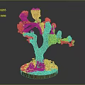 Decorative Tree Plant With Brown Trunk Branches And Green Leaves On Round Base