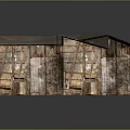 Weathered Wooden Building With Rustic Planks Roof And Simple Entrance Structure