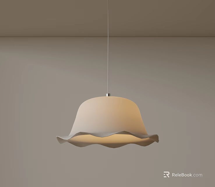 Modern Simple White Pendant Lamp With Wave Edge Design For Home Ceiling Lighting 3d model
