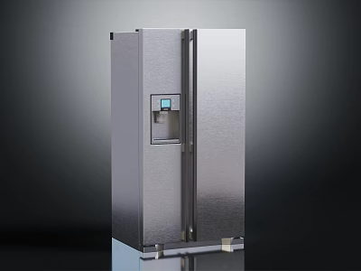 Stainless Steel Double Door Refrigerator With Water Dispenser And Modern Design 3d model