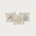 Three Light Gray Throw Pillows With Watercolor Animal Designs For Home Decor