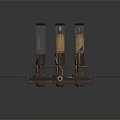 Glowing Vacuum Tubes On Metal Stand With Dark Background Display Setup