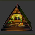 Creative Triangular Furniture Design With Reclining Figure And Animal Motif