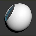 Two White Eyeball Models with Blue Irises and Black Pupils on Reflective Surface 3d model