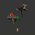 Assorted Decorative Objects Including Antlers Candles T Shirts and Toys
