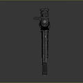 Metallic Assault Rifle With Wooden Stock And Gray Reflective Background