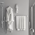 Bathroom Accessories Set Featuring Shower Head Handheld Shower Bathrobe Towel And Rack