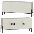 Modern Light Colored Dresser with Black Legs and Round Handles Design