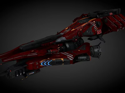 Red Futuristic Cosmic Spaceship Design With Advanced Engines And Interstellar Features 3d model