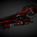 Red Futuristic Cosmic Spaceship Design With Advanced Engines And Interstellar Features