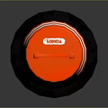 Orange And White Striped Construction Barrel With Red Handle On Black Base 3d model