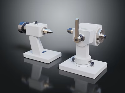 Industrial Equipment Two White Mechanical Units With Metal Shafts And Precision Bases 3d model