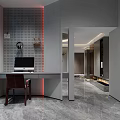 Modern Bar Interior With Gray Walls Marble Countertop Bar Stools And Wine Racks