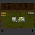 Rustic Green Waste Dumpster With Brown Lid Wheels And Management Label