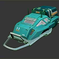 Turquoise Futuristic Vehicle Number 11 With Antenna Cargo Container And Sleek Design