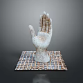 Medical Device White Palm Model With Anatomical Patterns On Grid Patterned Base 3d model