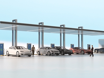 New energy charging station charging pile parking lot 3d model