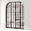 Modern Interior Glass Panel Doors With Metal Frame And Decorative Grilles