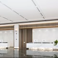 Modern Spacious Hotel Lobby Interior Design With Marble Floor Reception Desk And Green Plants