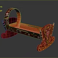 Red Wooden Decorative Furniture With Carved Patterns And Curved Traditional Design