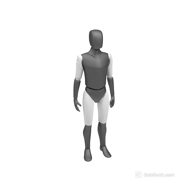 3D Human Mannequin Figure in Standing Pose With Gray White Body Parts 3d model 