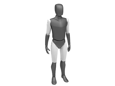 3D Human Mannequin Figure in Standing Pose With Gray White Body Parts 3d model