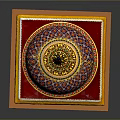 Decorative Container With Intricate Colorful Geometric Patterns And Gold Accents On Red Yellow Base