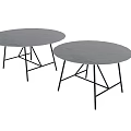 Modern Round Table Set With Marble Tabletop And Black Metal Legs 3d model