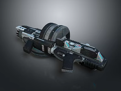 Futuristic Sci Fi Weapon With Metallic Structure Black Handle And Blue Details 3d model