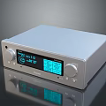 Modern Denon Silver Audio Amplifier With Digital Display And Control Knobs