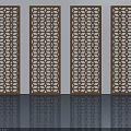Modern Swing Doors With Geometric Perforated Patterns In Brown Finish Design 3d model