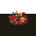 Vibrant Flower Vase Arrangement with Red Orange Yellow Blooms and Green Leaves