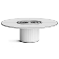Round White Marble Top Coffee Table With Brass Metal Base Design 3d model