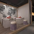 Relaxing SPA Sauna Room Interior With Massage Beds Decorative Wall And Cozy Stools