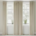 Beige Roman Blinds Decorating Windows in Modern Simple Interior Design 3d model