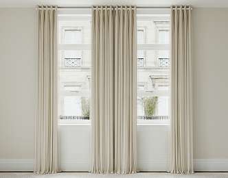 Beige Curtain Roman Curtain Draw Curtain 3d model