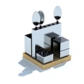 Modern Tableware Set With Metal Containers Trays And Geometric Boxes